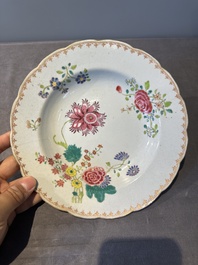 Eleven Chinese famille rose plates and dishes with fine floral design, Qianlong