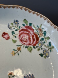 Eleven Chinese famille rose plates and dishes with fine floral design, Qianlong