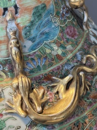 A large Chinese Canton famille rose vase with narrative design, 19th C.