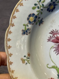 Eleven Chinese famille rose plates and dishes with fine floral design, Qianlong