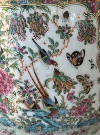 A large Chinese Canton famille rose vase with narrative design, 19th C.