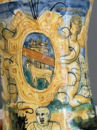 An Italian maiolica albarello with the arms of Boerio, Angelo and Ludovico Picchi workshop, Casteldurante, ca. 1562-1563