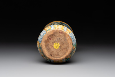 An Italian maiolica albarello with the arms of Boerio, Angelo and Ludovico Picchi workshop, Casteldurante, ca. 1562-1563