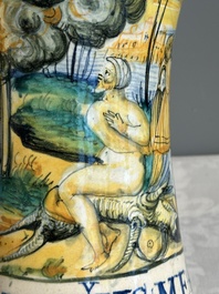 An Italian maiolica albarello with the arms of Boerio, Angelo and Ludovico Picchi workshop, Casteldurante, ca. 1562-1563
