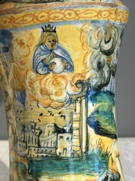 An Italian maiolica albarello with the arms of Boerio, Angelo and Ludovico Picchi workshop, Casteldurante, ca. 1562-1563