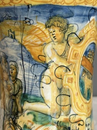 An Italian maiolica albarello with the arms of Boerio, Angelo and Ludovico Picchi workshop, Casteldurante, ca. 1562-1563
