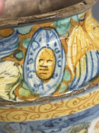 An Italian maiolica albarello with the arms of Boerio, Angelo and Ludovico Picchi workshop, Casteldurante, ca. 1562-1563