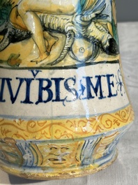 An Italian maiolica albarello with the arms of Boerio, Angelo and Ludovico Picchi workshop, Casteldurante, ca. 1562-1563