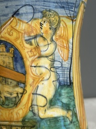 An Italian maiolica albarello with the arms of Boerio, Angelo and Ludovico Picchi workshop, Casteldurante, ca. 1562-1563