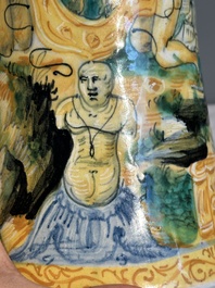 An Italian maiolica albarello with the arms of Boerio, Angelo and Ludovico Picchi workshop, Casteldurante, ca. 1562-1563