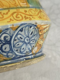 An Italian maiolica albarello with the arms of Boerio, Angelo and Ludovico Picchi workshop, Casteldurante, ca. 1562-1563