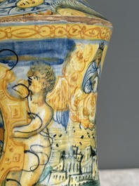 An Italian maiolica albarello with the arms of Boerio, Angelo and Ludovico Picchi workshop, Casteldurante, ca. 1562-1563
