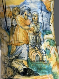 An Italian maiolica albarello with the arms of Boerio, Angelo and Ludovico Picchi workshop, Casteldurante, ca. 1562-1563