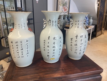 Seven Chinese famille rose vases, 19/20th C.