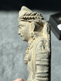 Four Gandhara grey schist fragments with Buddha and Bodhisattva, 1st/3rd C.