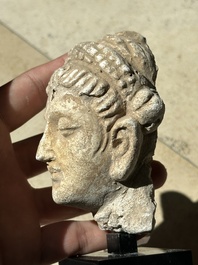 A collection of 9 Gandhara grey schist and stucco fragments of Buddha and divinities, 1/2nd C.