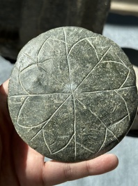 Six Gandhara grey schist fragments with divinities and floral design, 1/4th C.