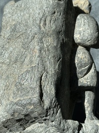 Four Gandhara grey schist fragments with Buddha and Bodhisattva, 1st/3rd C.