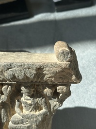 A collection of six Gandhara grey schist fragments with Bodhisattva, divinities and figures, 2/4th C.