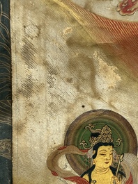A rare Japanese Buddhist painting depicting Usnisavijaya, signed Ku Yue Baixie 哭月拜寫, probably 17/18th C.