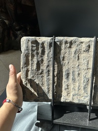 Three Gandhara grey schist frieze fragments with narrative design, 1/5th C.