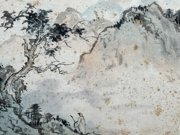 Pu Xinyu 溥心畬 (1896-1963): 'Mountainous landscape', ink and colour on paper
