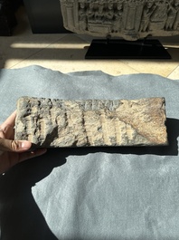 Three Gandhara grey schist frieze fragments with narrative design, 1/5th C.