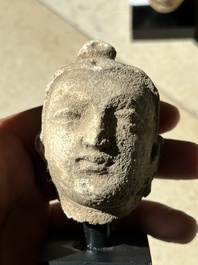 A collection of 9 Gandhara grey schist and stucco fragments of Buddha and divinities, 1/2nd C.