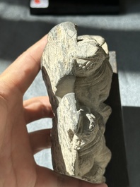 A collection of six Gandhara grey schist fragments with Bodhisattva, divinities and figures, 2/4th C.
