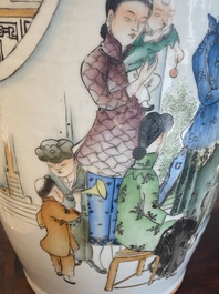 Seven Chinese famille rose vases, 19/20th C.