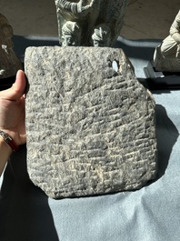 Four Gandhara grey schist fragments with Buddha and Bodhisattva, 1st/3rd C.