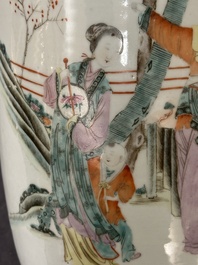 Five Chinese famille rose vases with figural design, 19/20th C.