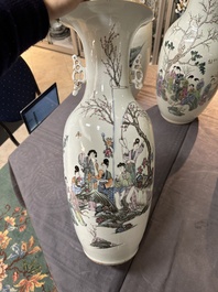 Five Chinese famille rose vases with figural design, 19/20th C.