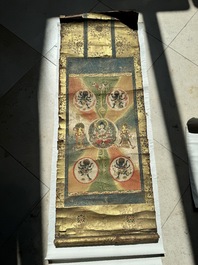 A rare Japanese Buddhist painting depicting Usnisavijaya, signed Ku Yue Baixie 哭月拜寫, probably 17/18th C.