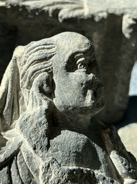Six Gandhara grey schist fragments with divinities and floral design, 1/4th C.