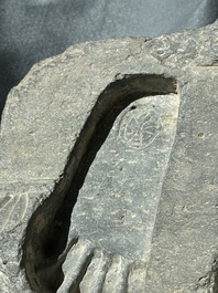 Six Gandhara grey schist fragments with divinities and floral design, 1/4th C.