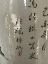 Five Chinese famille rose vases with figural design, 19/20th C.