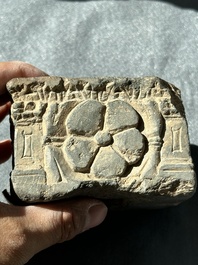 Six Gandhara grey schist fragments with divinities and floral design, 1/4th C.