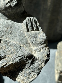 Six Gandhara grey schist fragments with divinities and floral design, 1/4th C.