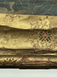 A rare Japanese Buddhist painting depicting Usnisavijaya, signed Ku Yue Baixie 哭月拜寫, probably 17/18th C.