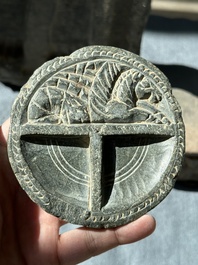 Six Gandhara grey schist fragments with divinities and floral design, 1/4th C.