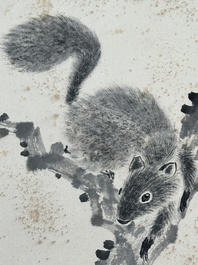 Feng Chaoran 馮超然 (1882-1954) and Jiang Hanting 江寒汀 (1904-1963): 'Peony' and 'Two squirrels on the persimmon tree', ink and colour on paper