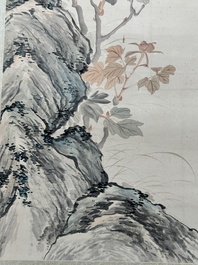 Feng Chaoran 馮超然 (1882-1954) and Jiang Hanting 江寒汀 (1904-1963): 'Peony' and 'Two squirrels on the persimmon tree', ink and colour on paper