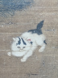 Follower of Su Hanchen 蘇漢臣 (1094-1172): 'Child playing with a cat', ink and colour on silk, Ming or later