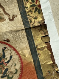 A rare Japanese Buddhist painting depicting Usnisavijaya, signed Ku Yue Baixie 哭月拜寫, probably 17/18th C.