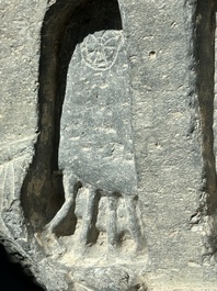 Six Gandhara grey schist fragments with divinities and floral design, 1/4th C.