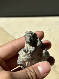 A collection of 9 Gandhara grey schist and stucco fragments of Buddha and divinities, 1/2nd C.