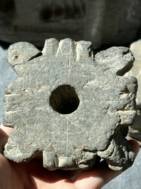 Six Gandhara grey schist fragments with divinities and floral design, 1/4th C.