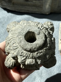 Six Gandhara grey schist fragments with divinities and floral design, 1/4th C.