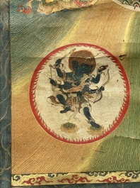 A rare Japanese Buddhist painting depicting Usnisavijaya, signed Ku Yue Baixie 哭月拜寫, probably 17/18th C.